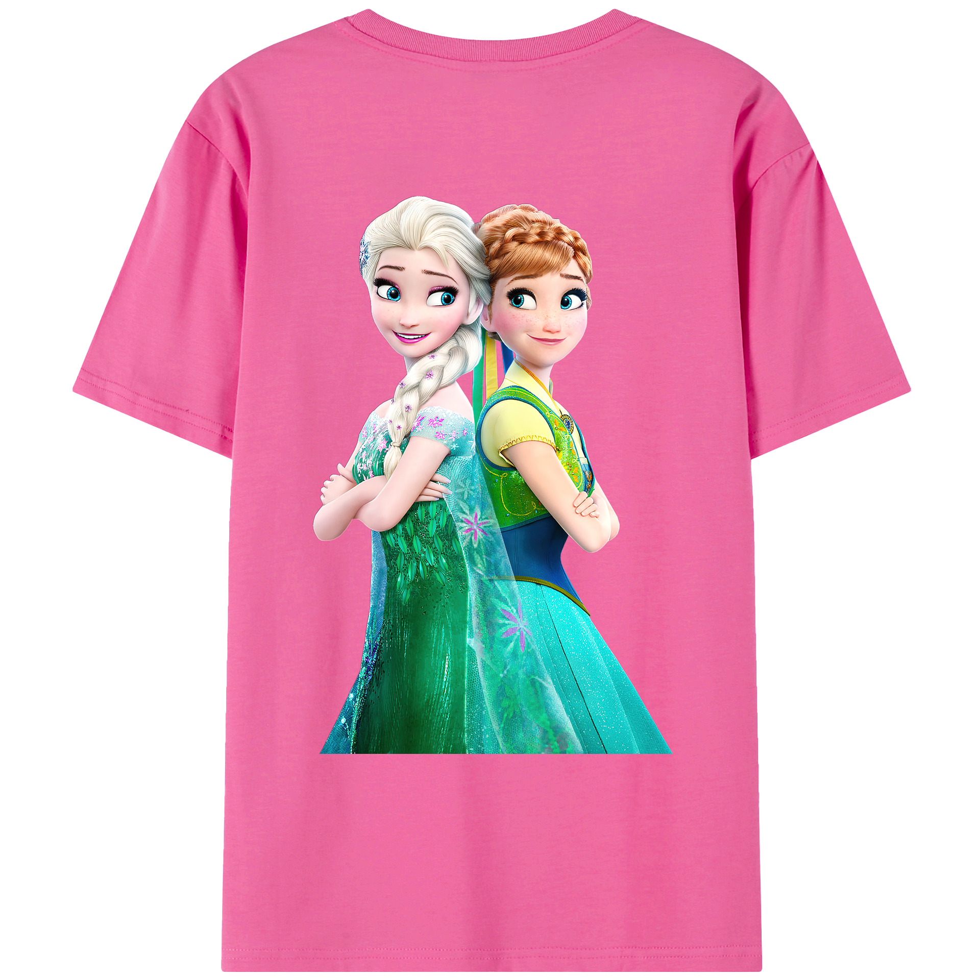 （画像用） アナと雪の女王 アンナ エルサ Frozen Anna Elsa レディース半袖Tシャツ(バックプリント)